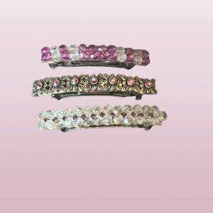 Set of three handmade barrettes with Swarovski crystals - New